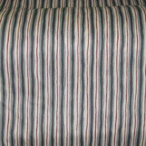 DARK GREEN & RED on ECRU STRIPE Cotton Blend Fabric 46" wide x 6 1/2 yds long